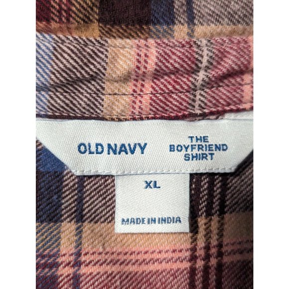Old Navy 100% Cotton Flannel Plaid The Boyfriend Shirt Classic & Soft sz XL - Picture 6 of 8